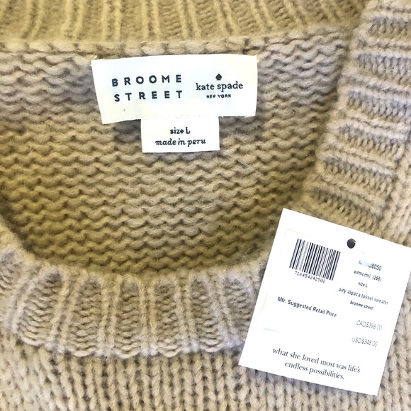 Kate Spade NWT Broome Street Alpaca Tassel Sweater Caramel L - Picture 3 of 8